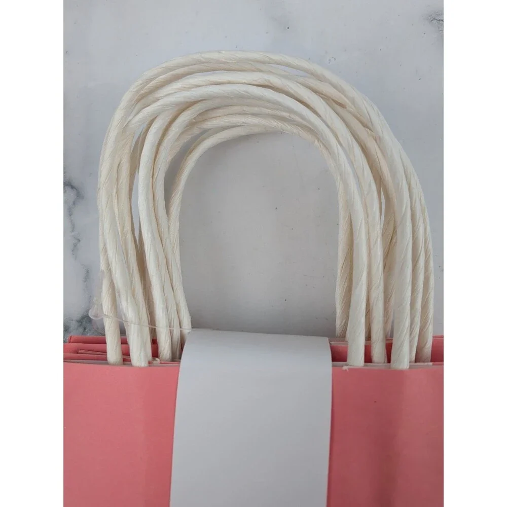 8 Pack Pink Paper Gift Craft Bags With White Twisted Handle 8.5